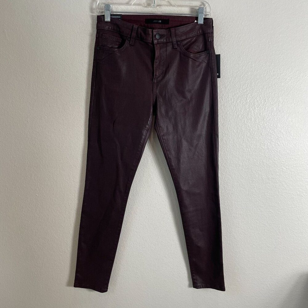 NEW Joes Womens 29 Slim Fit Burgundy Coated Denim Jeans 27.5" Inseam‎
